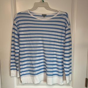 Talbots Blue and White Preppy Striped Layering Top